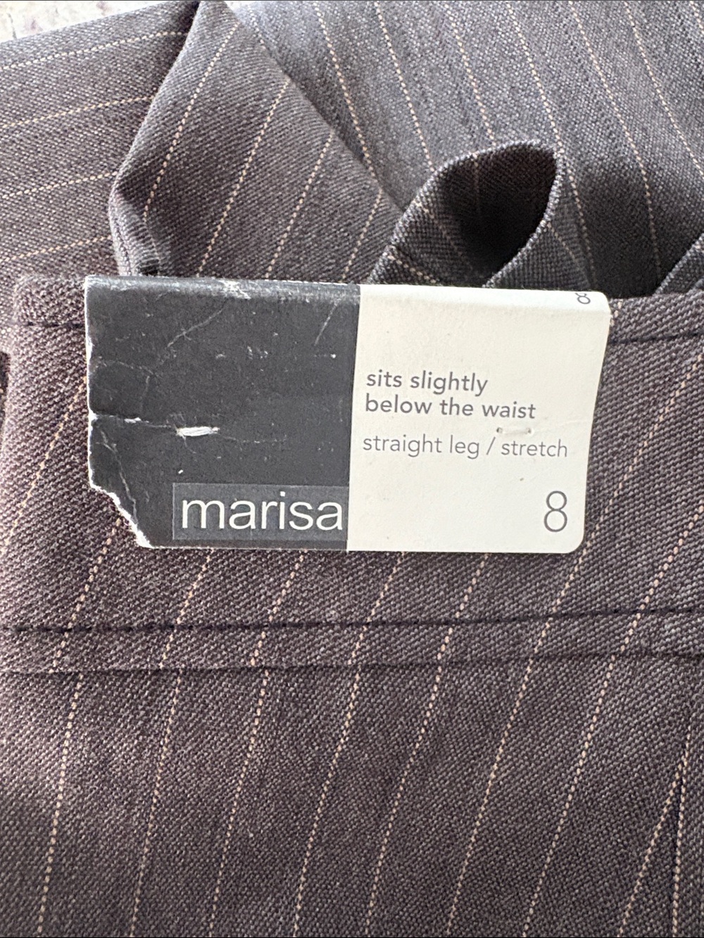 LOFT NWT Marissa Pinstripe Trousers/Dress Pants in Brown/Gold Size 8 -- NWT FLAW - Picture 11 of 16
